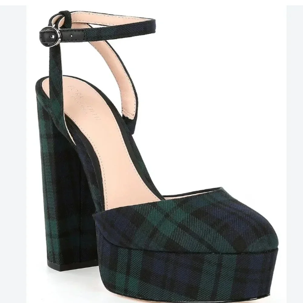 NWT Antonio Melani x Born on FifthTartan Plaid Closed Toe Platform heels, 6.5 - Picture 1 of 9
